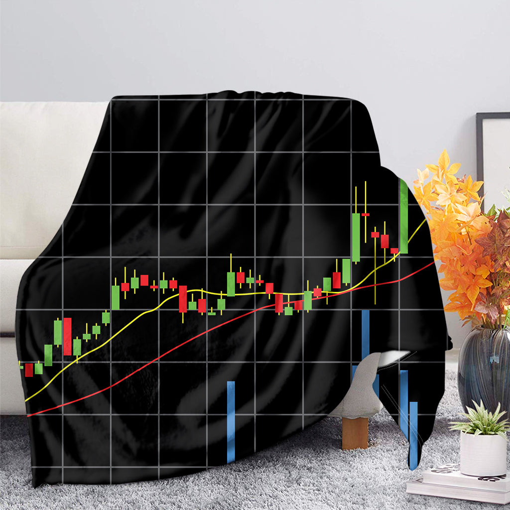 Candlestick Stock Graph Chart Print Blanket