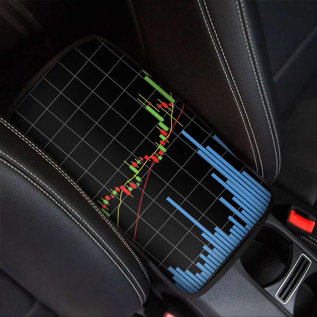 Candlestick Stock Graph Chart Print Car Center Console Cover