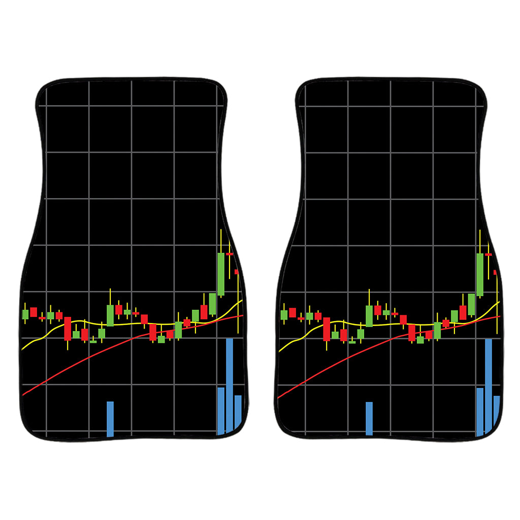 Candlestick Stock Graph Chart Print Front Car Floor Mats