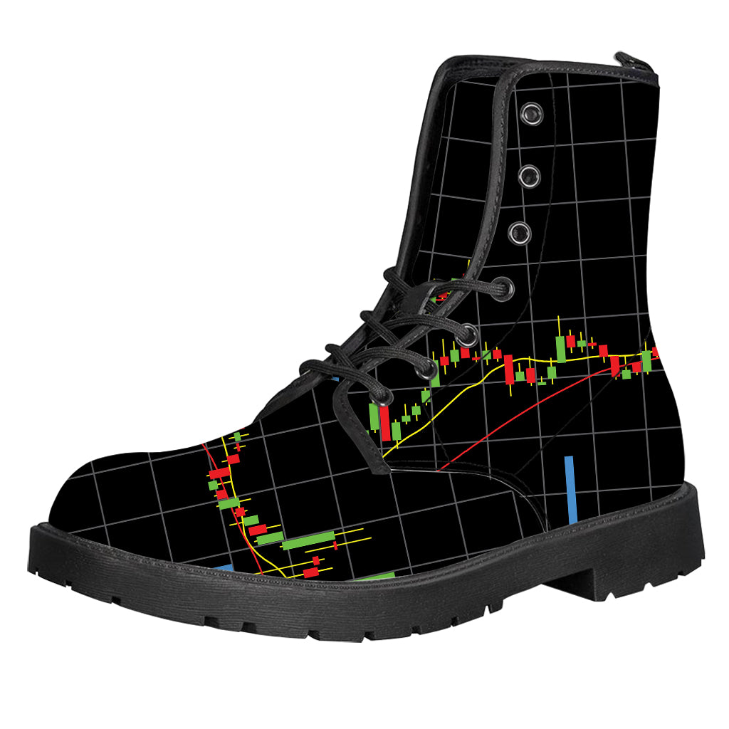 Candlestick Stock Graph Chart Print Leather Boots