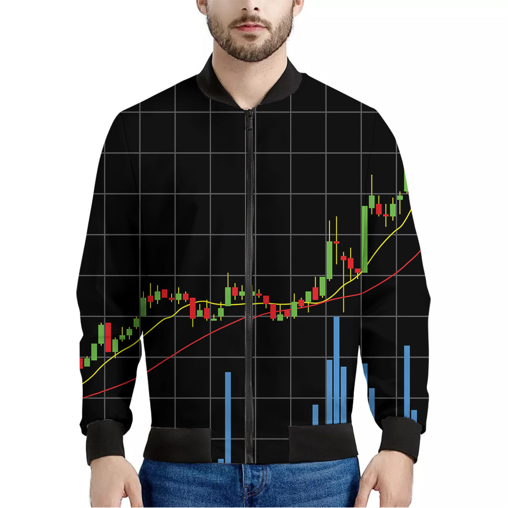 Candlestick Stock Graph Chart Print Men's Bomber Jacket