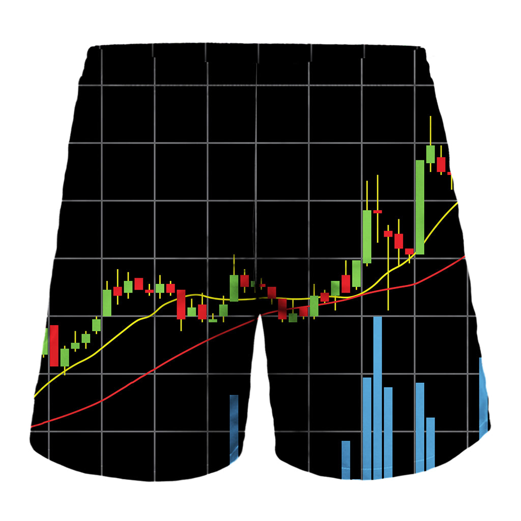 Candlestick Stock Graph Chart Print Men's Shorts