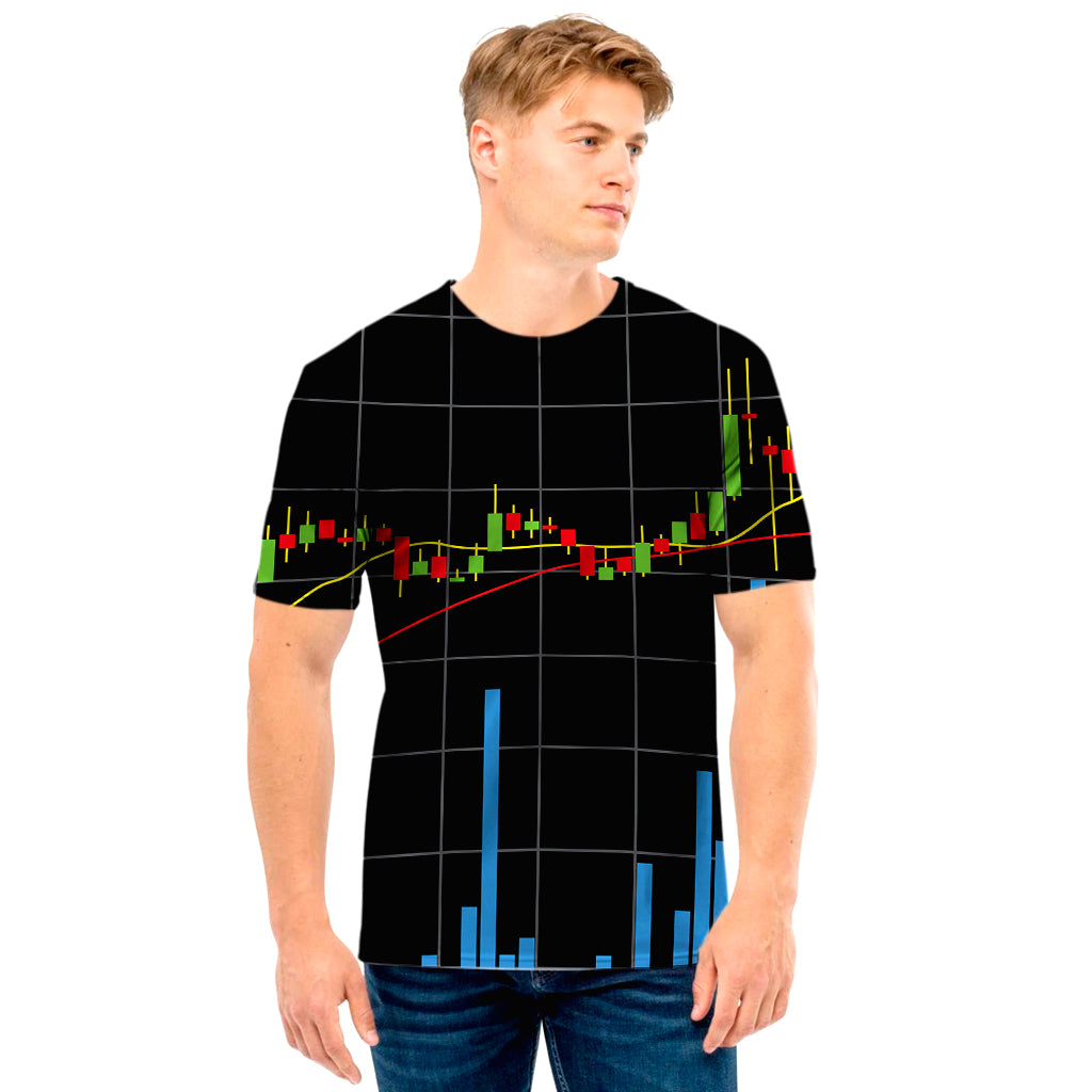 Candlestick Stock Graph Chart Print Men's T-Shirt