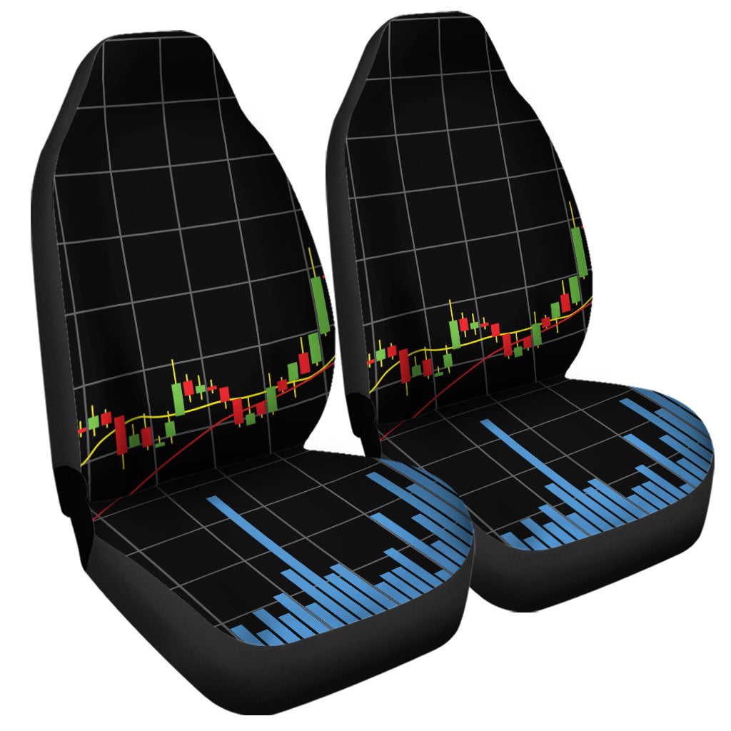 Candlestick Stock Graph Chart Print Universal Fit Car Seat Covers