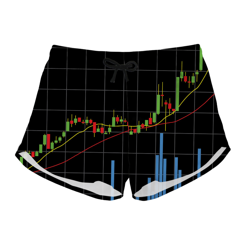 Candlestick Stock Graph Chart Print Women's Shorts