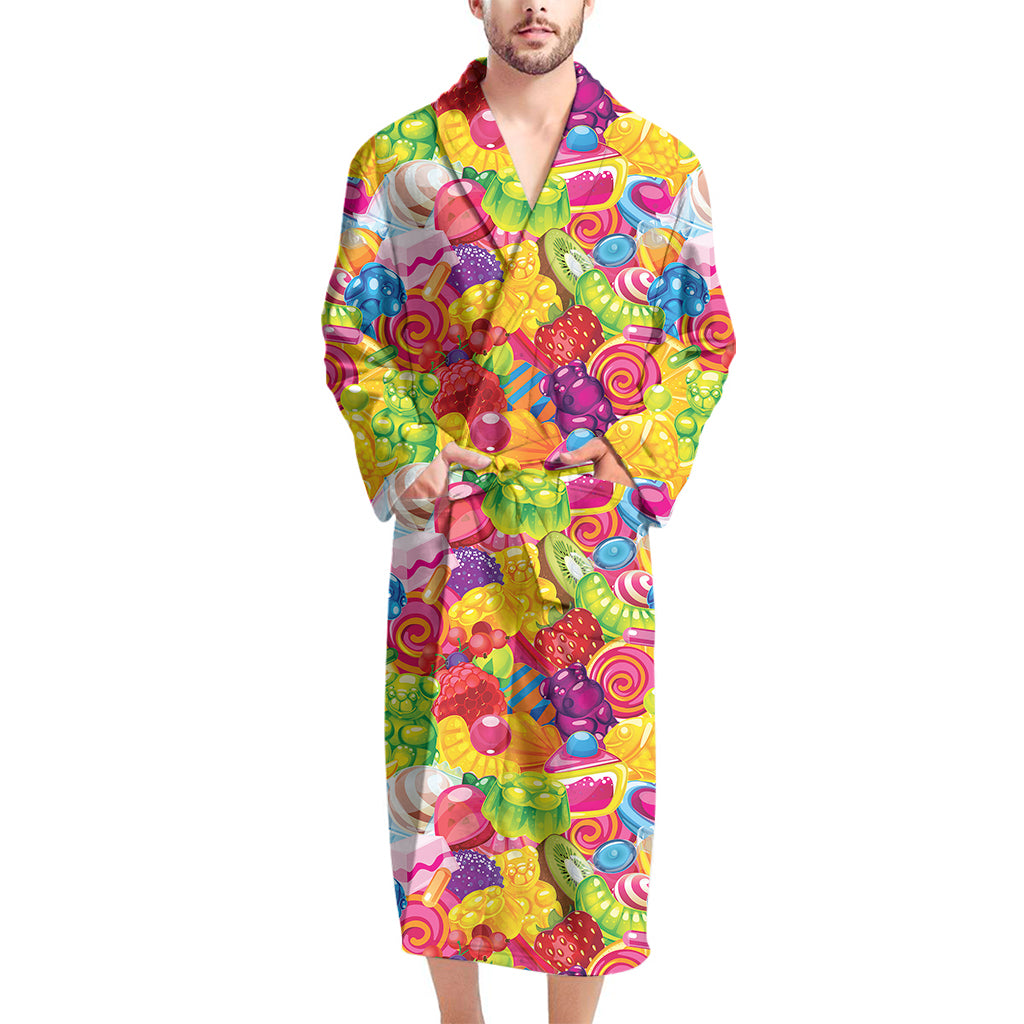 Candy And Jelly Pattern Print Men's Bathrobe