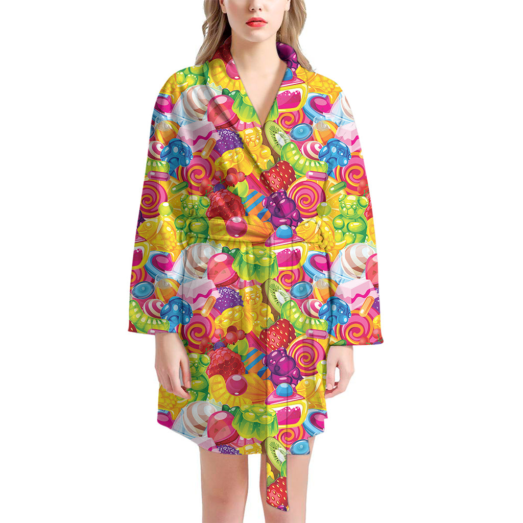 Candy And Jelly Pattern Print Women's Bathrobe