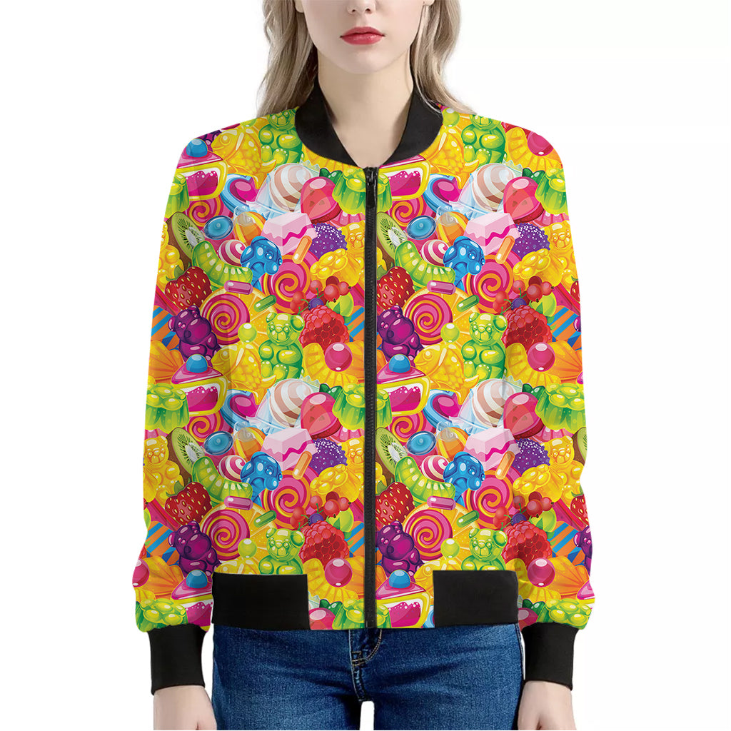 Candy And Jelly Pattern Print Women's Bomber Jacket