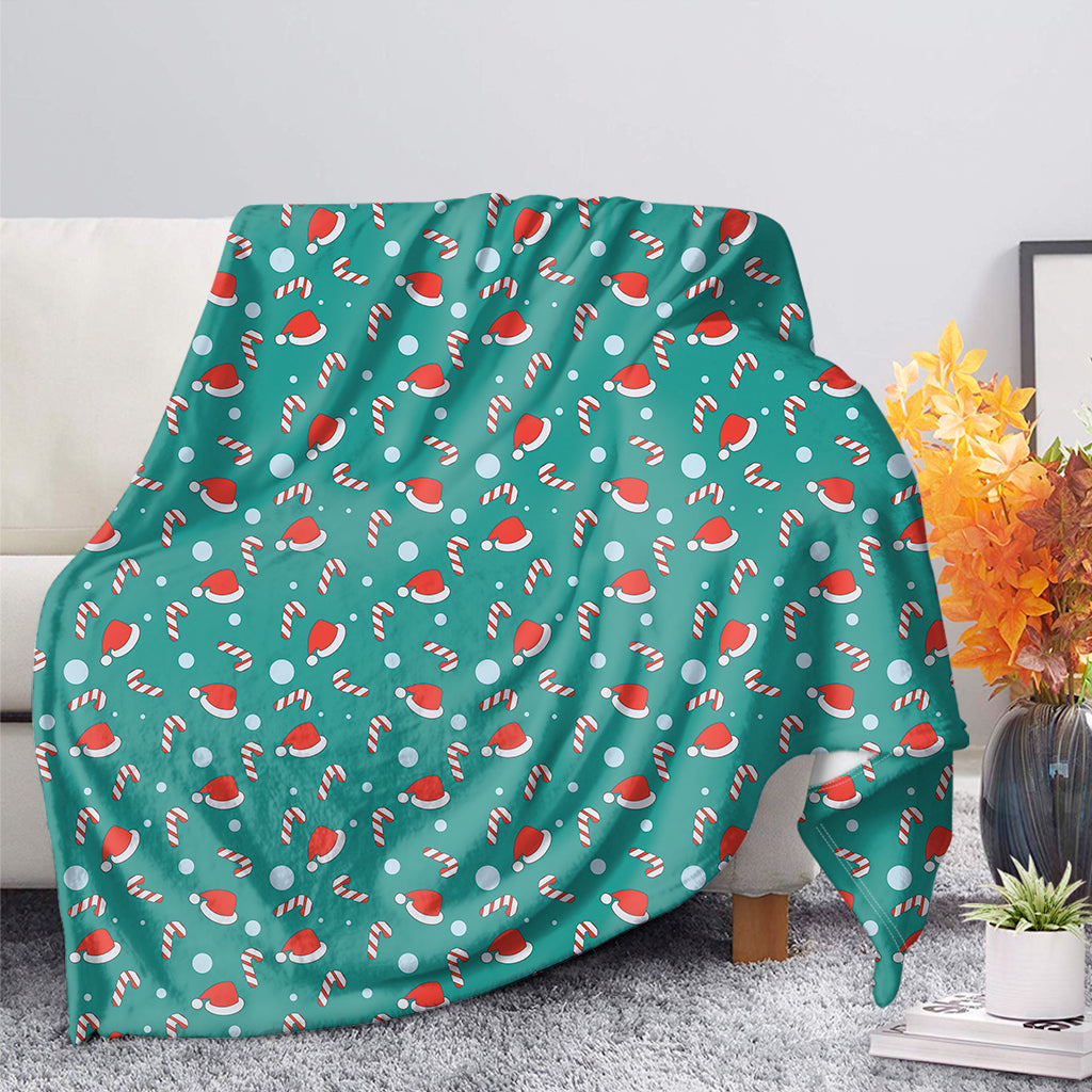 Candy And Santa Claus Hat Pattern Print Blanket