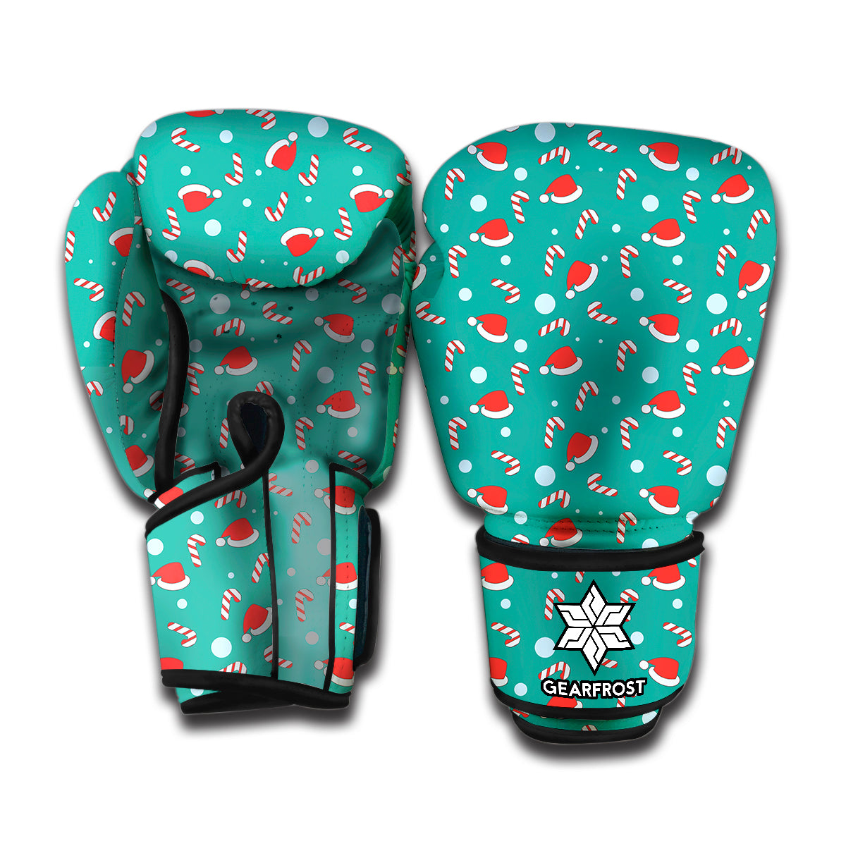 Candy And Santa Claus Hat Pattern Print Boxing Gloves