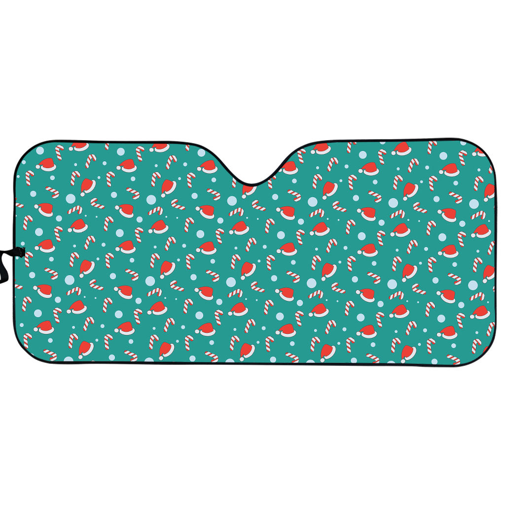 Candy And Santa Claus Hat Pattern Print Car Sun Shade