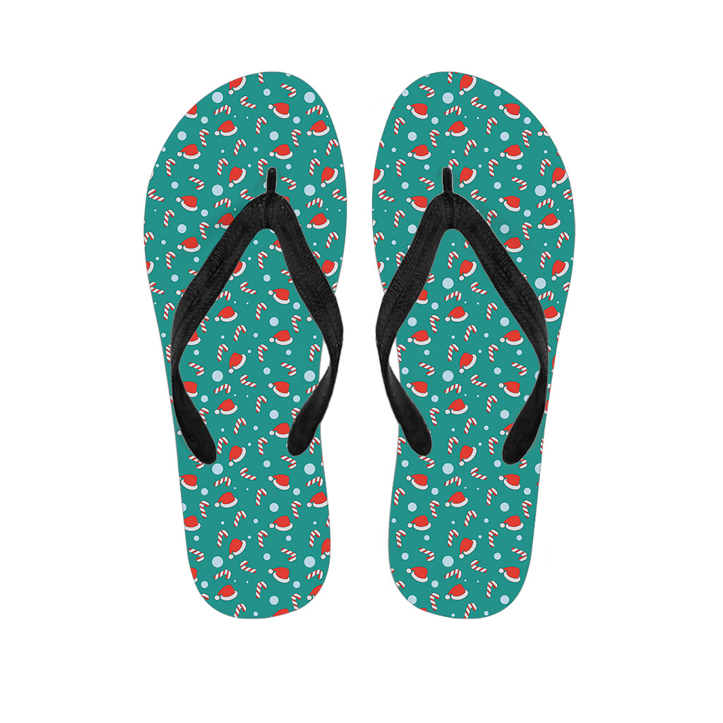 Candy And Santa Claus Hat Pattern Print Flip Flops