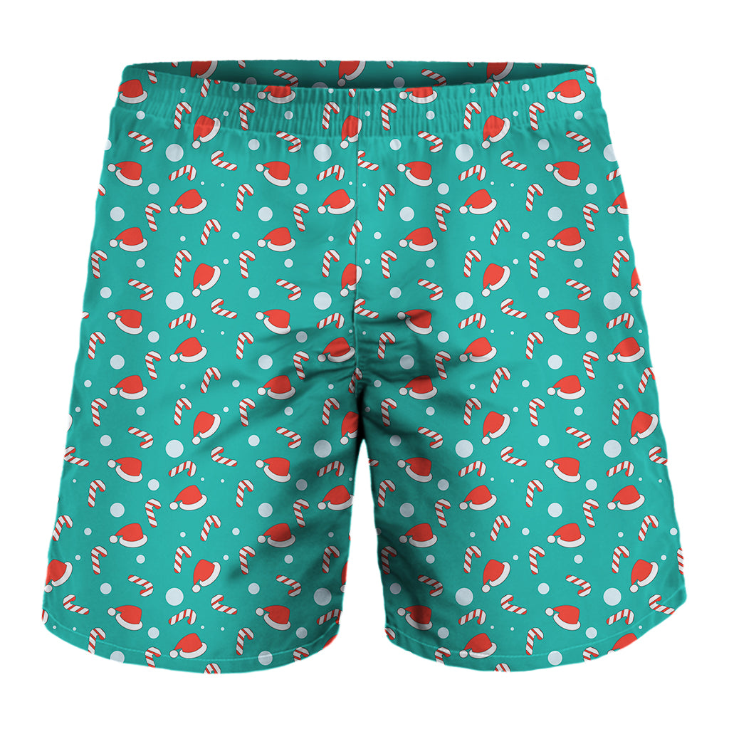 Candy And Santa Claus Hat Pattern Print Men's Shorts