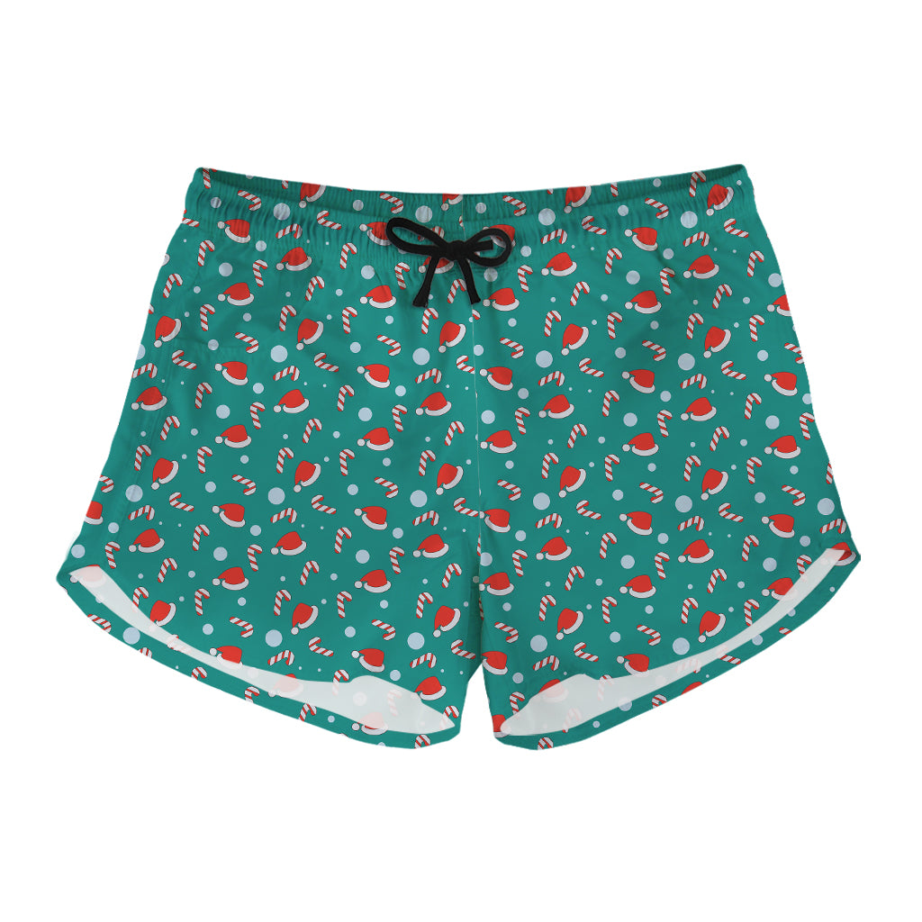 Candy And Santa Claus Hat Pattern Print Women's Shorts