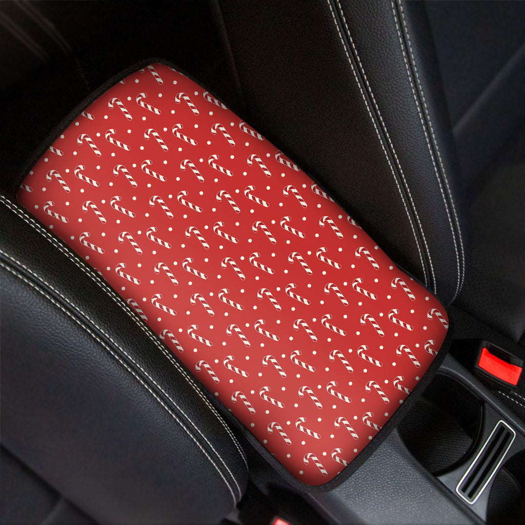 Candy Cane Polka Dot Pattern Print Car Center Console Cover