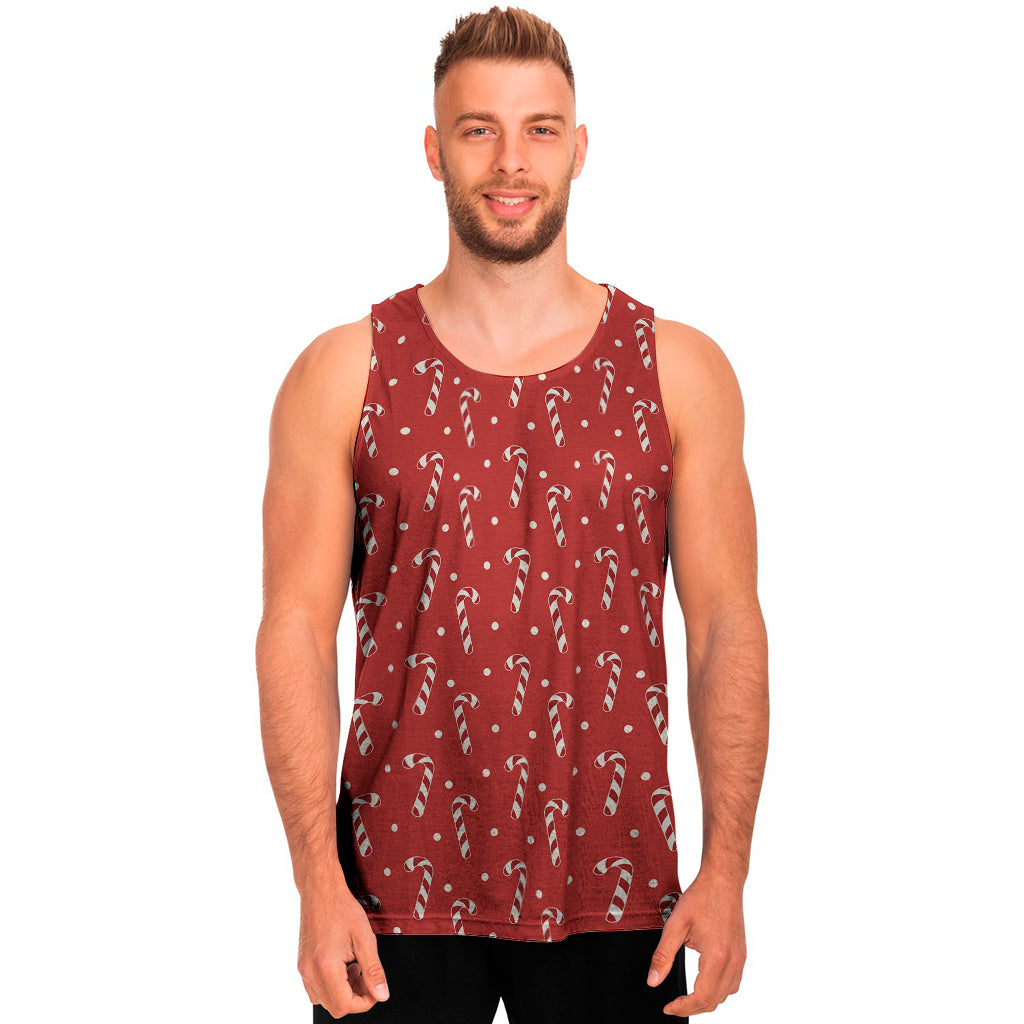 Candy Cane Polka Dot Pattern Print Men's Tank Top