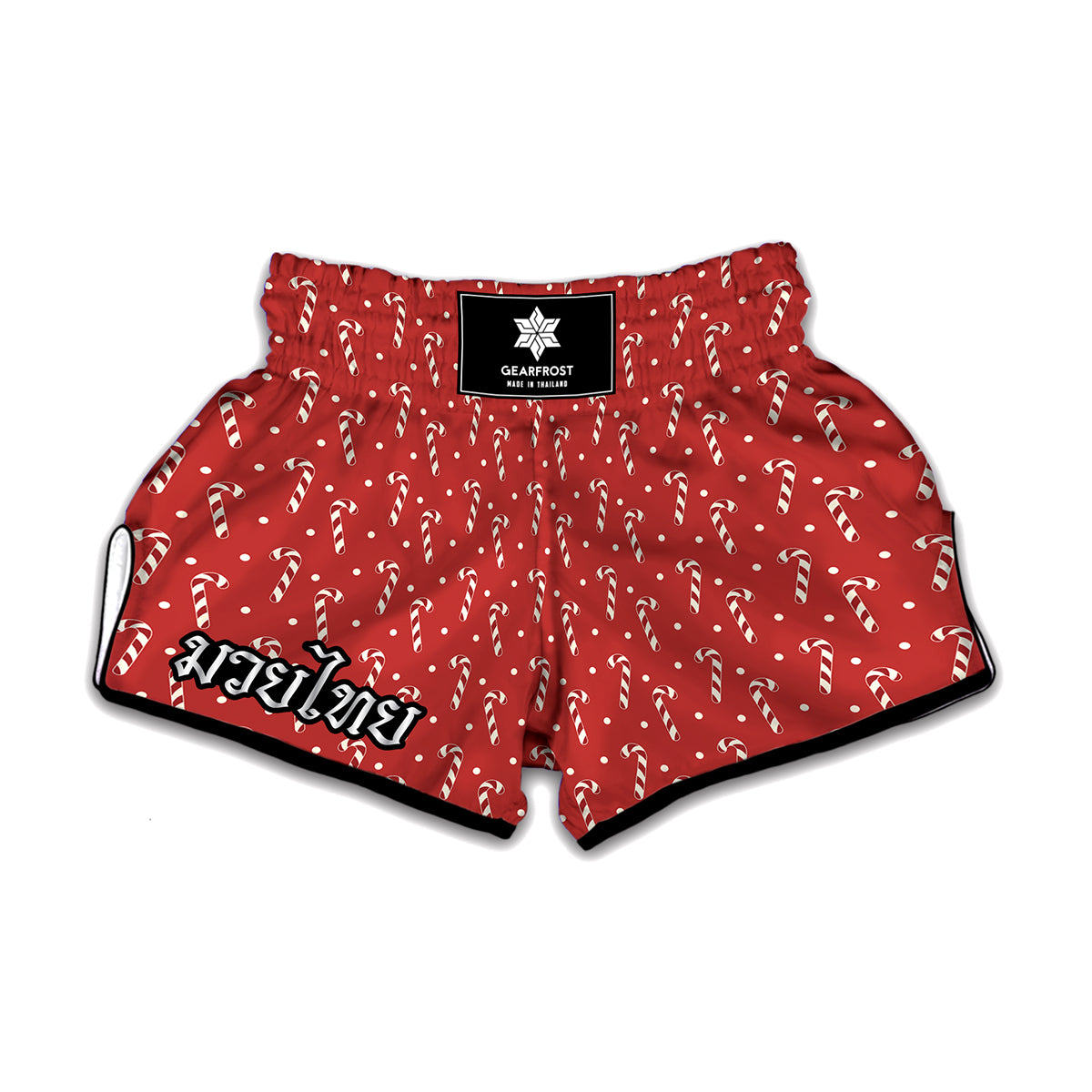 Candy Cane Polka Dot Pattern Print Muay Thai Boxing Shorts