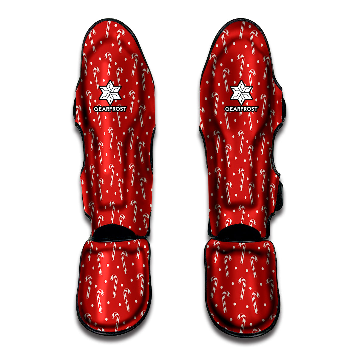 Candy Cane Polka Dot Pattern Print Muay Thai Shin Guards