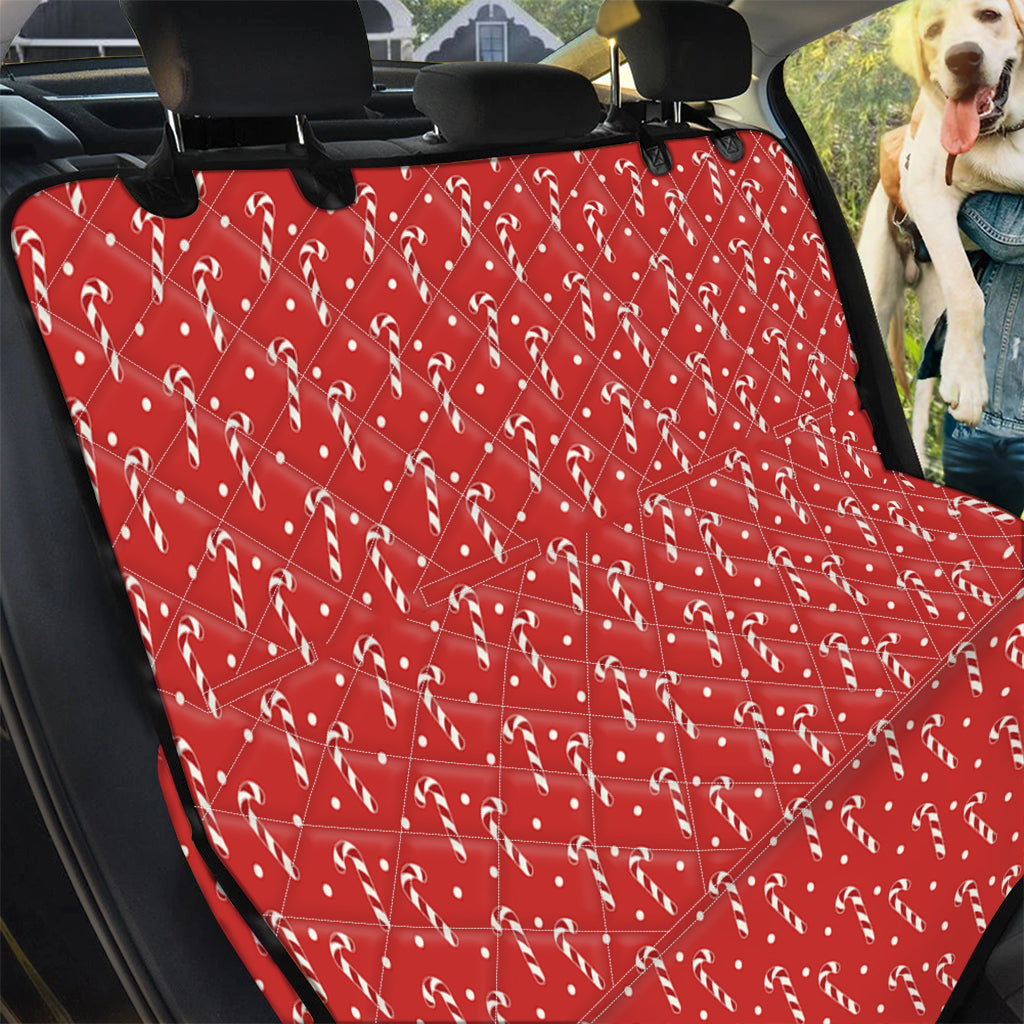 Candy Cane Polka Dot Pattern Print Pet Car Back Seat Cover