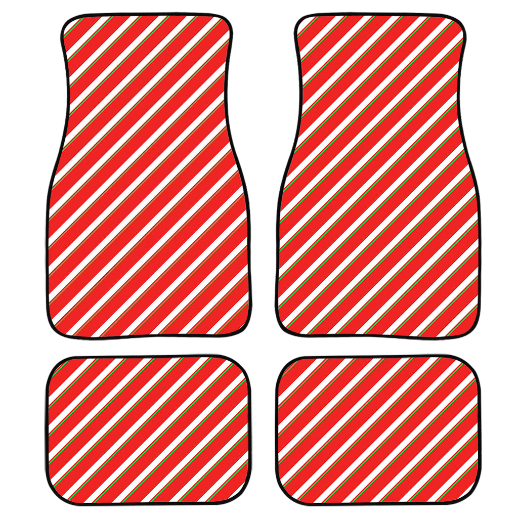 Candy Cane Stripe Pattern Print Front and Back Car Floor Mats