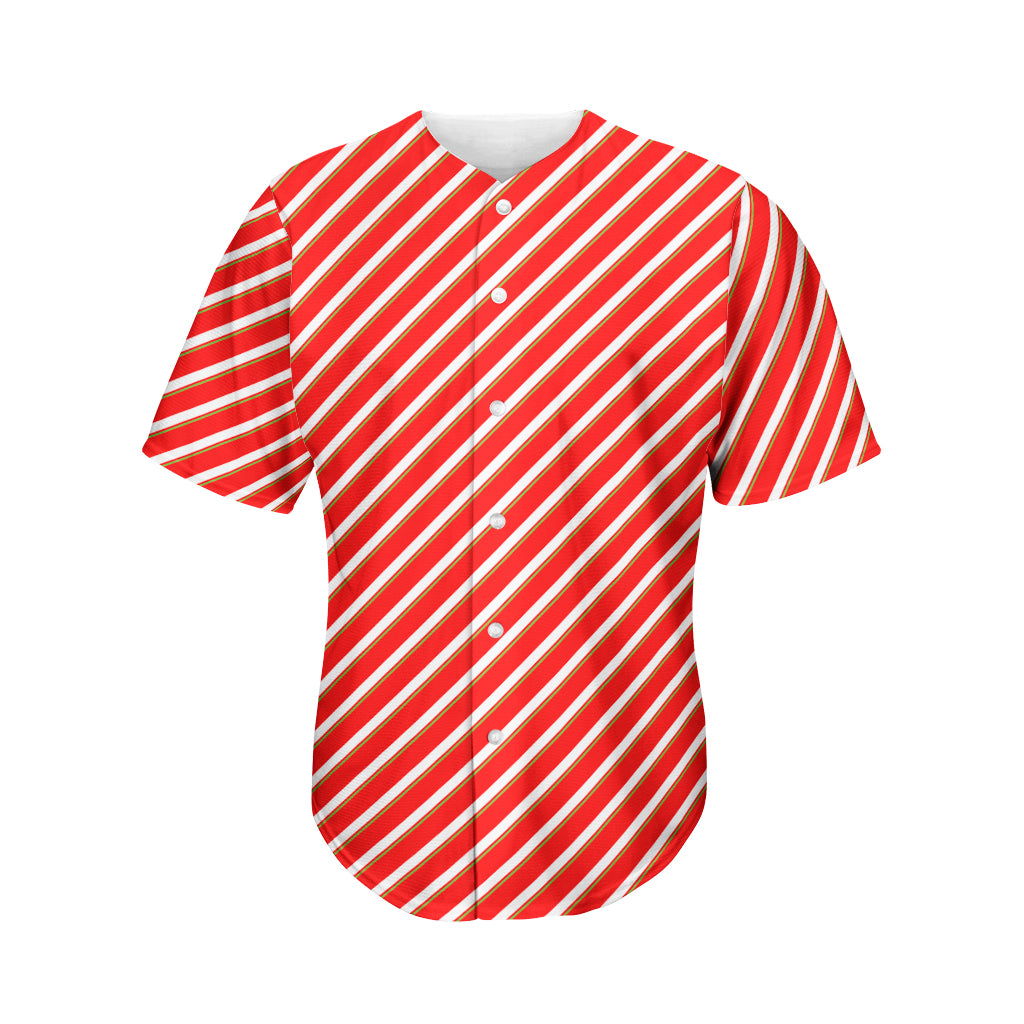 Candy Cane Stripe Pattern Print Men's Baseball Jersey