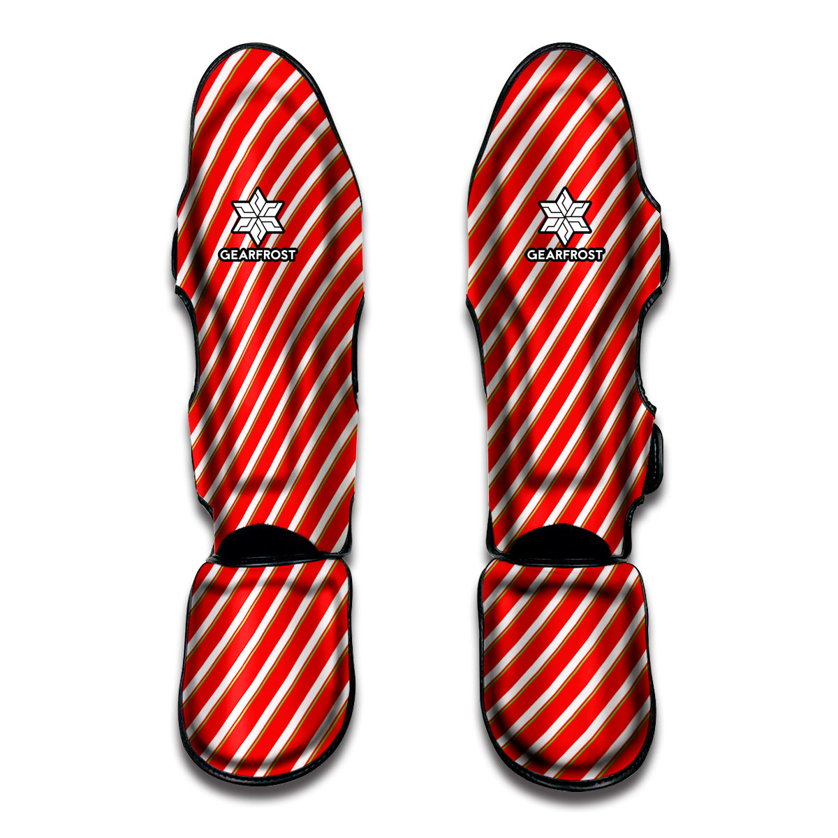 Candy Cane Stripe Pattern Print Muay Thai Shin Guards