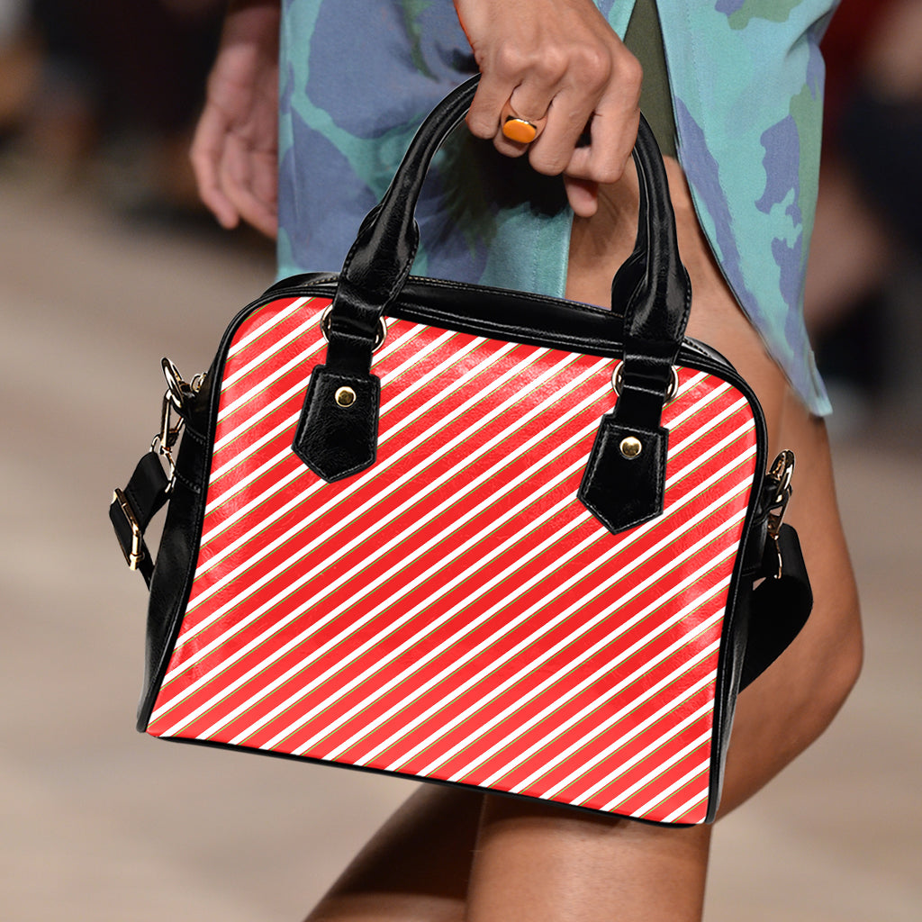 Candy Cane Stripe Pattern Print Shoulder Handbag