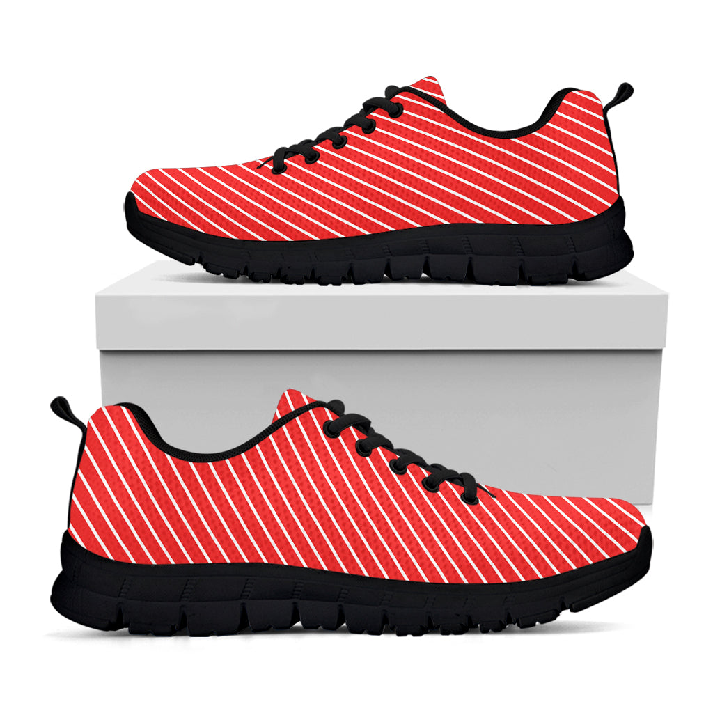 Candy Cane Striped Pattern Print Black Sneakers