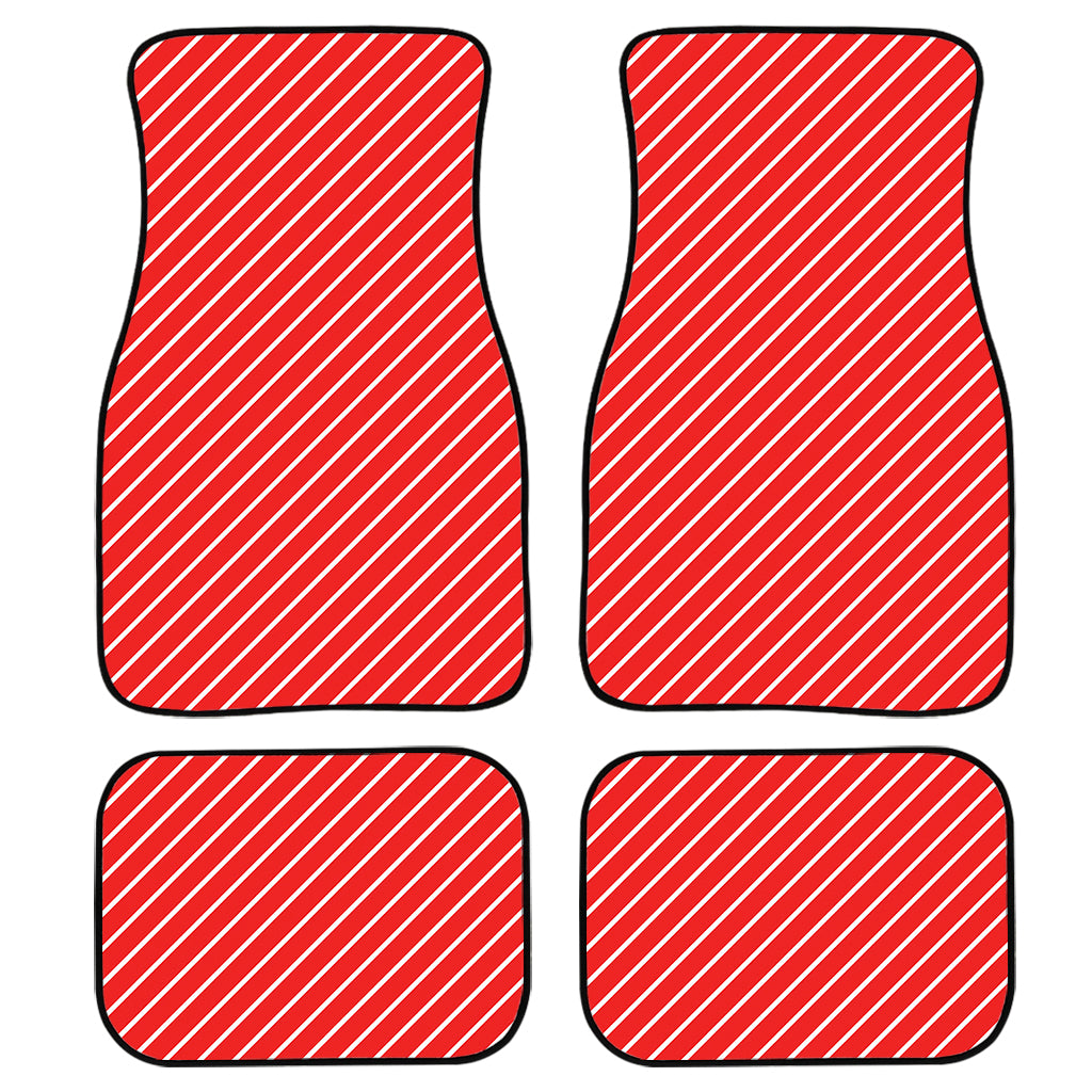 Candy Cane Striped Pattern Print Front and Back Car Floor Mats