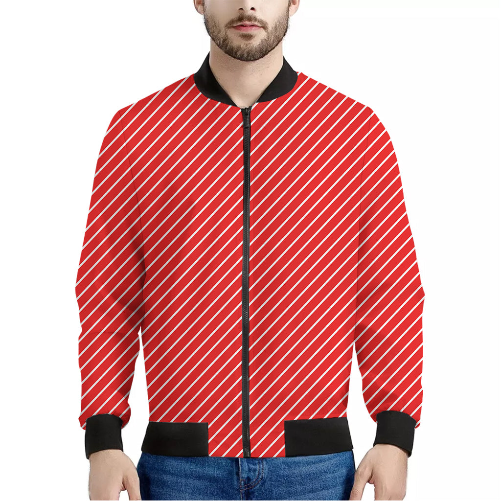 Candy Cane Striped Pattern Print Men's Bomber Jacket