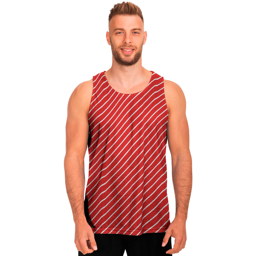 Candy Cane Striped Pattern Print Men's Tank Top