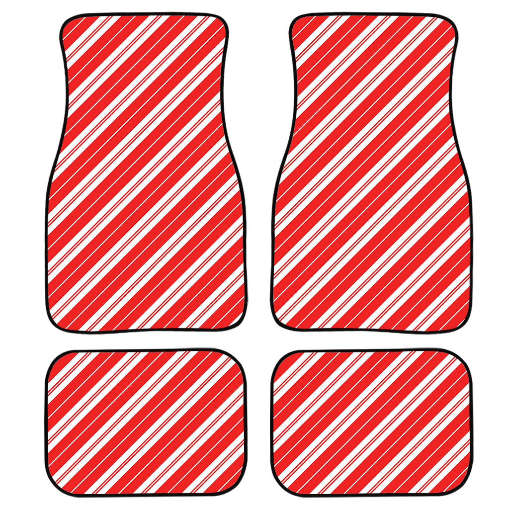 Candy Cane Stripes Pattern Print Front and Back Car Floor Mats