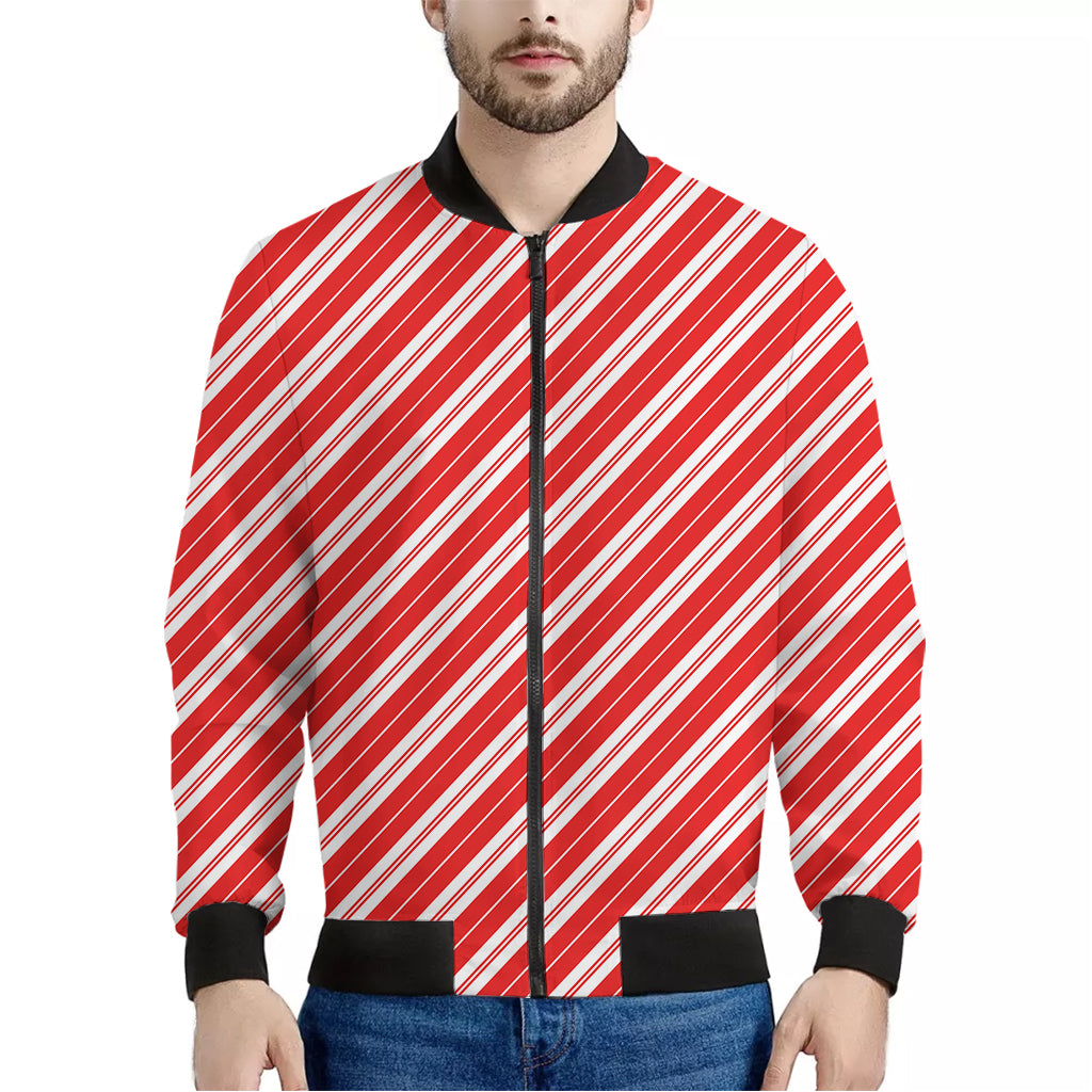 Candy Cane Stripes Pattern Print Men's Bomber Jacket