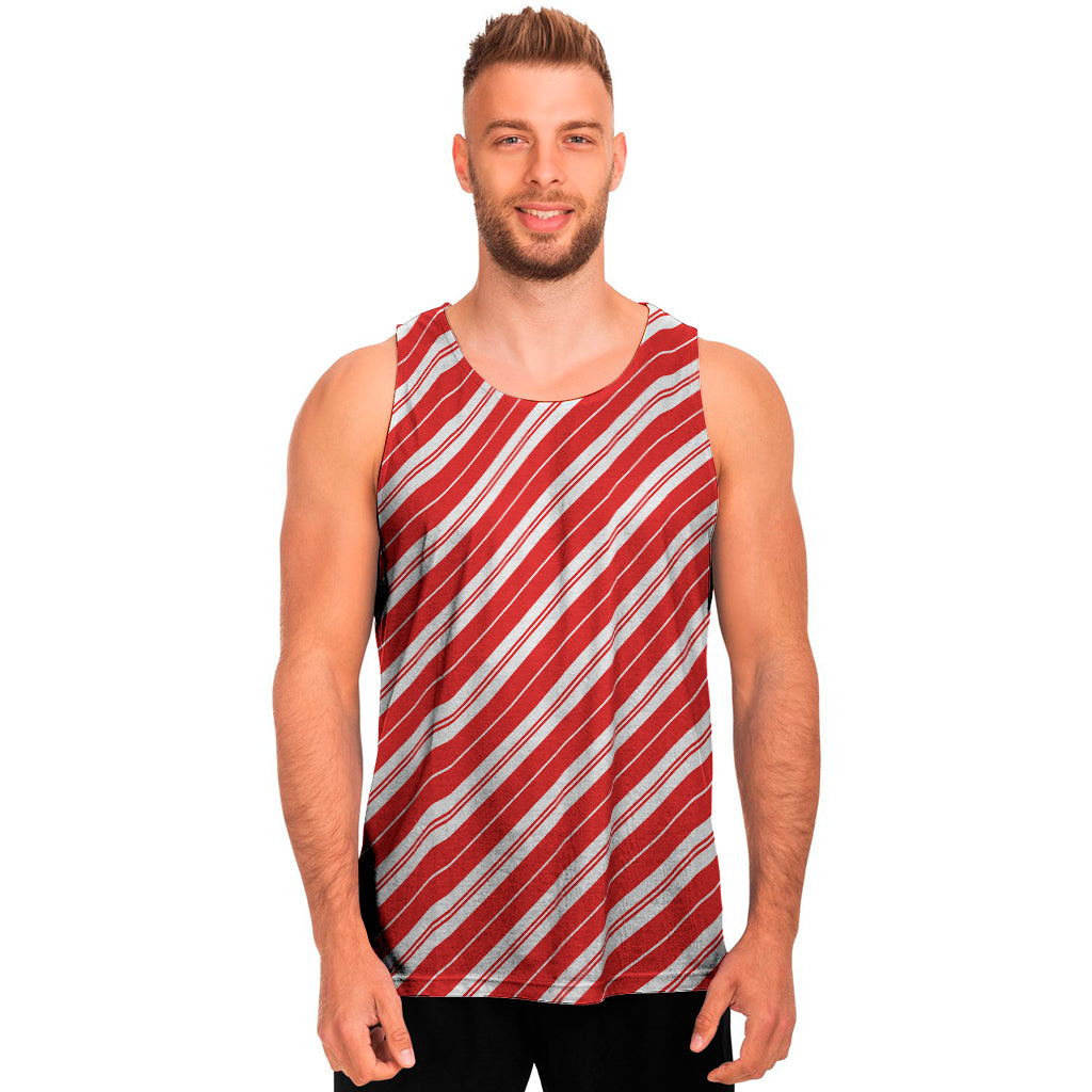 Candy Cane Stripes Pattern Print Men's Tank Top