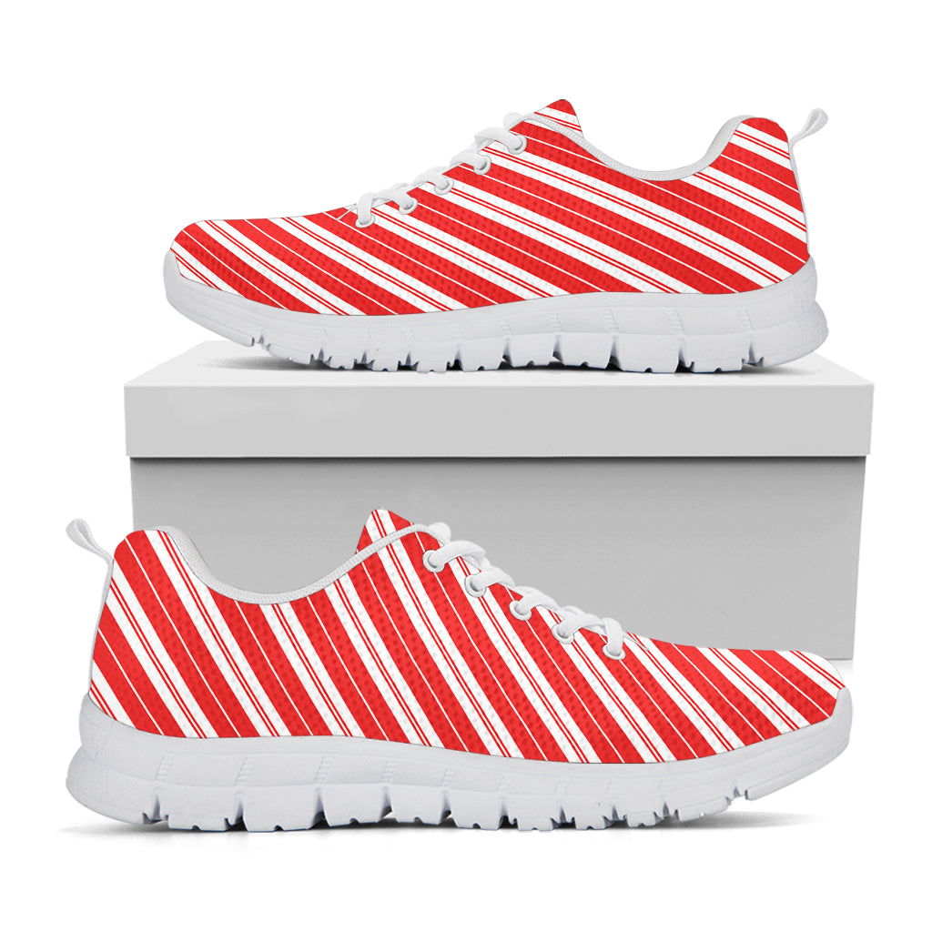 Candy Cane Stripes Pattern Print White Sneakers