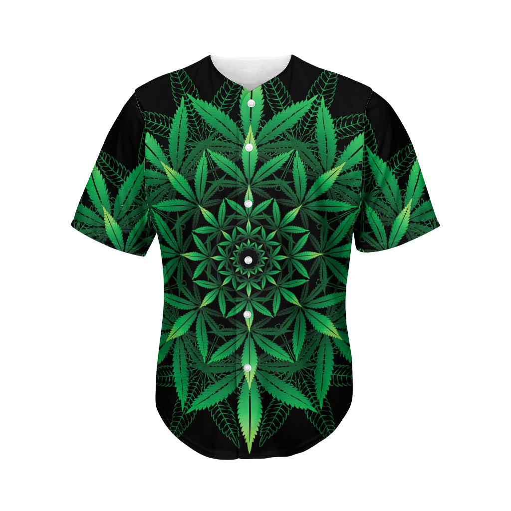 Cannabis Leaf Mandala Print Men's Baseball Jersey