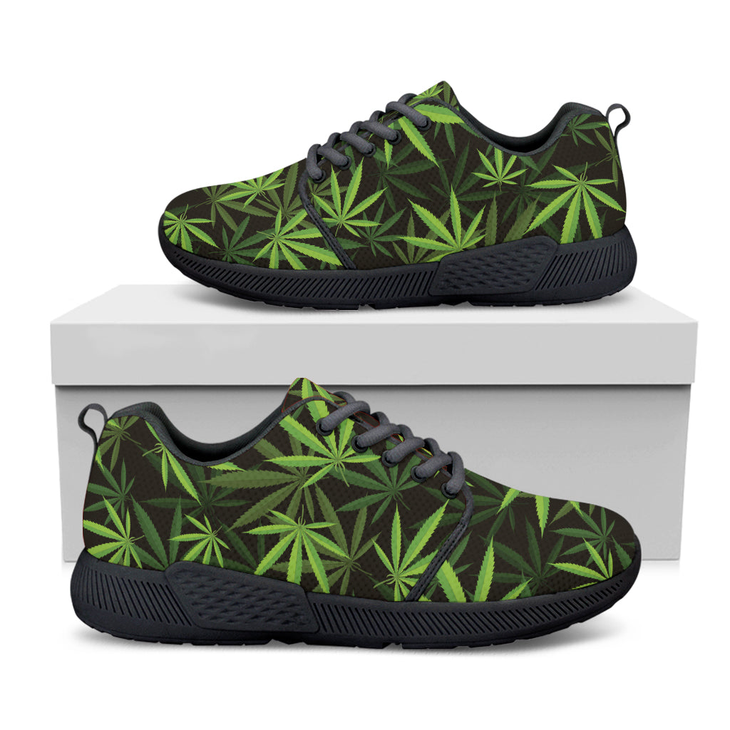 Cannabis Leaves Pattern Print Black Athletic Shoes