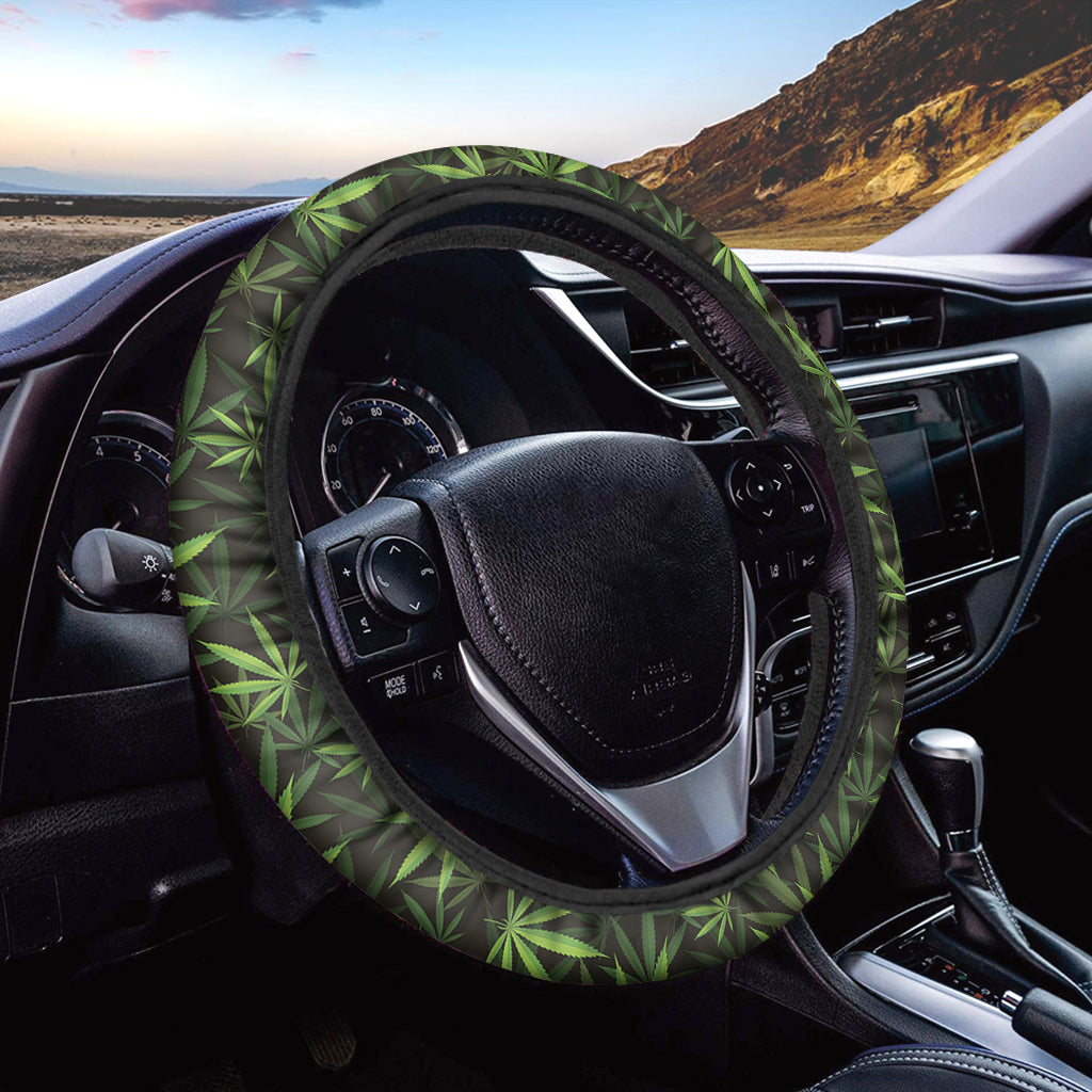 Cannabis Leaves Pattern Print Car Steering Wheel Cover