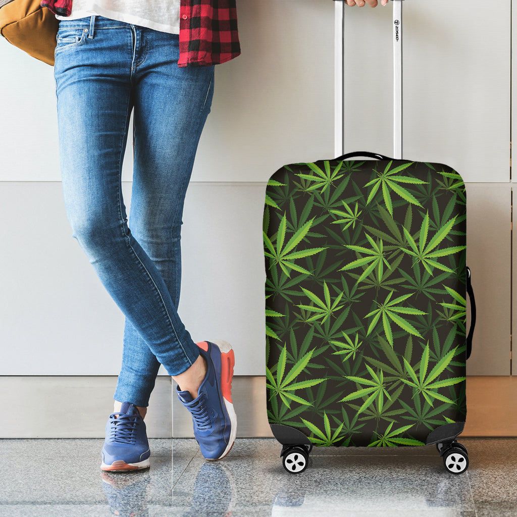 Cannabis Leaves Pattern Print Luggage Cover