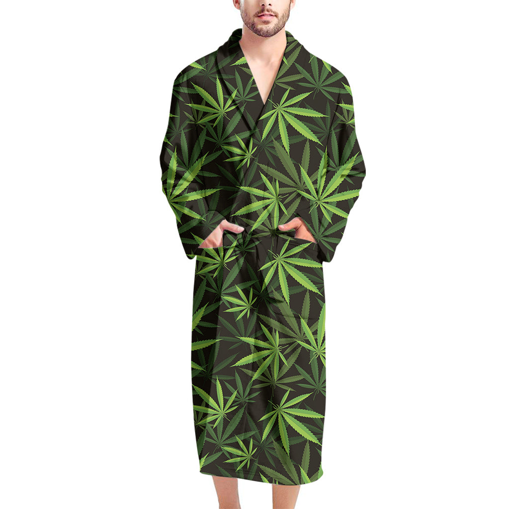 Cannabis Leaves Pattern Print Men's Bathrobe