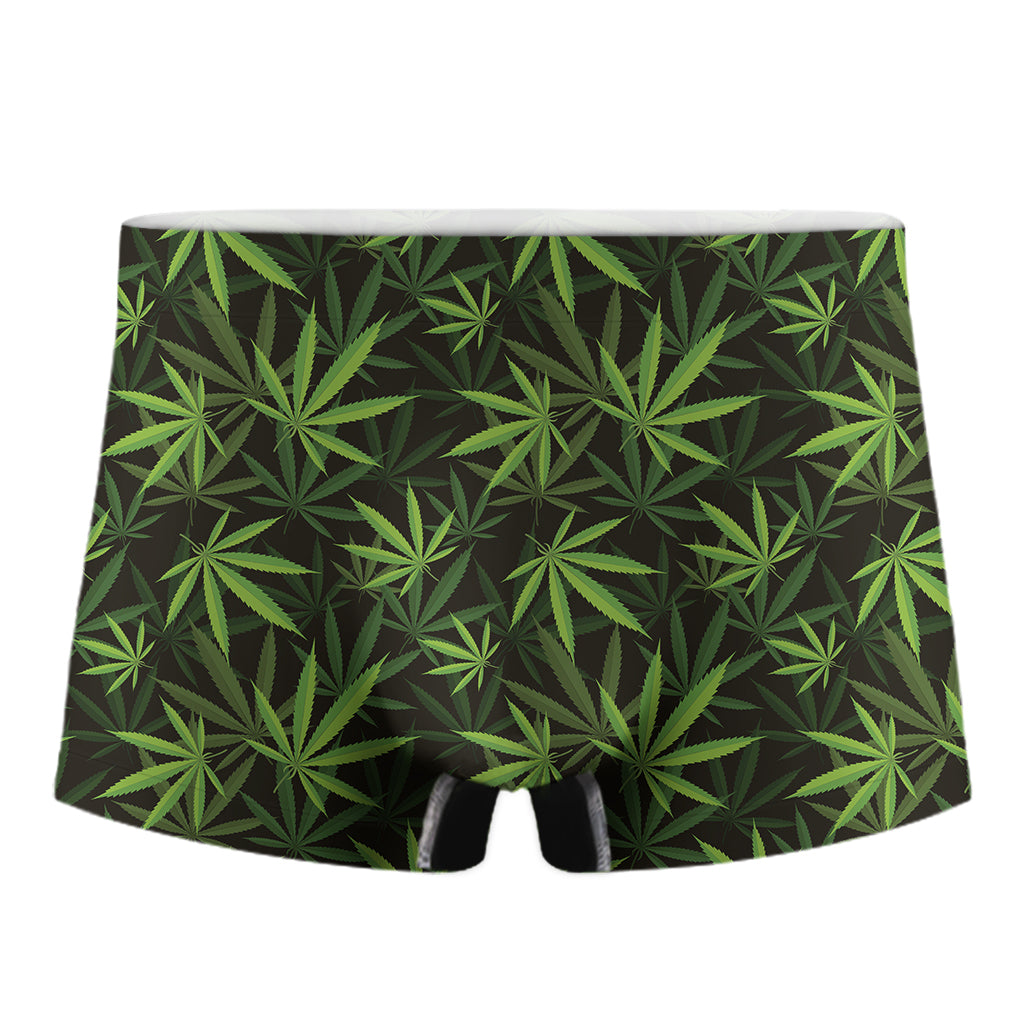 Cannabis Leaves Pattern Print Men's Boxer Briefs