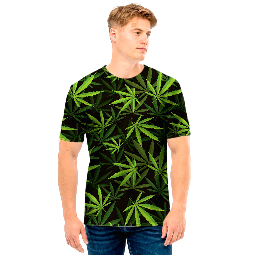 Cannabis Leaves Pattern Print Men's T-Shirt