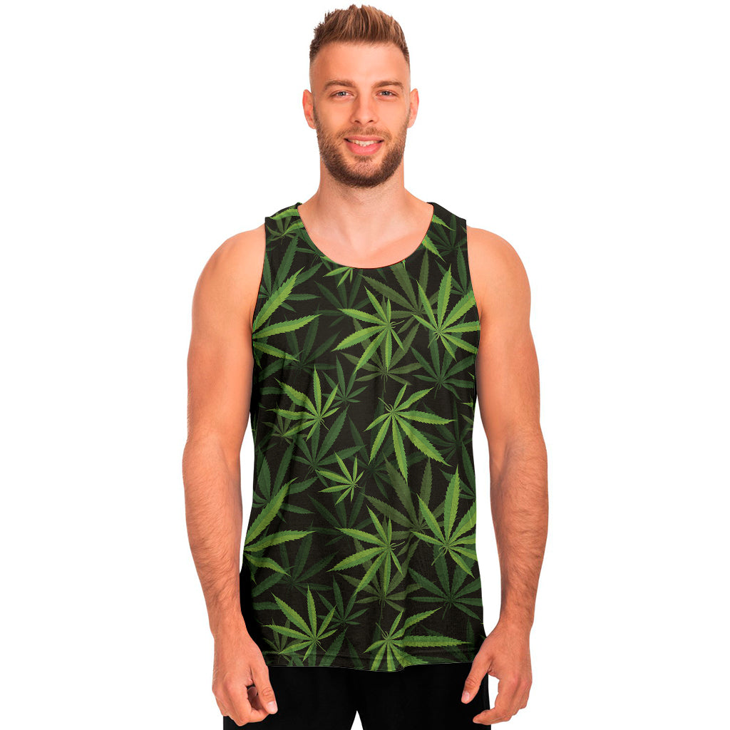 Cannabis Leaves Pattern Print Men's Tank Top