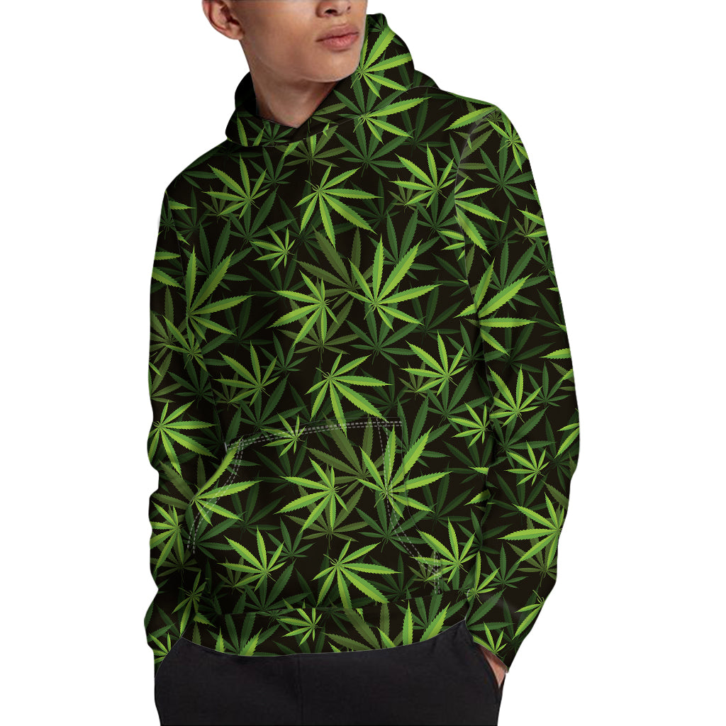 Cannabis Leaves Pattern Print Pullover Hoodie