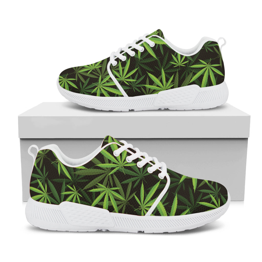 Cannabis Leaves Pattern Print White Athletic Shoes