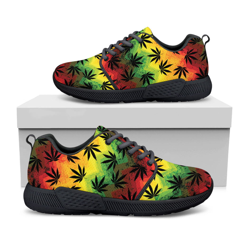 Cannabis Rasta Pattern Print Black Athletic Shoes