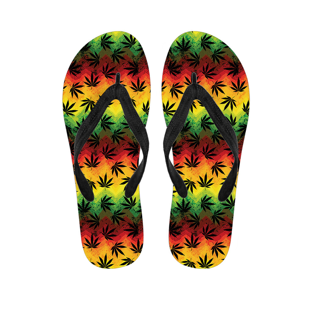 Cannabis Rasta Pattern Print Flip Flops