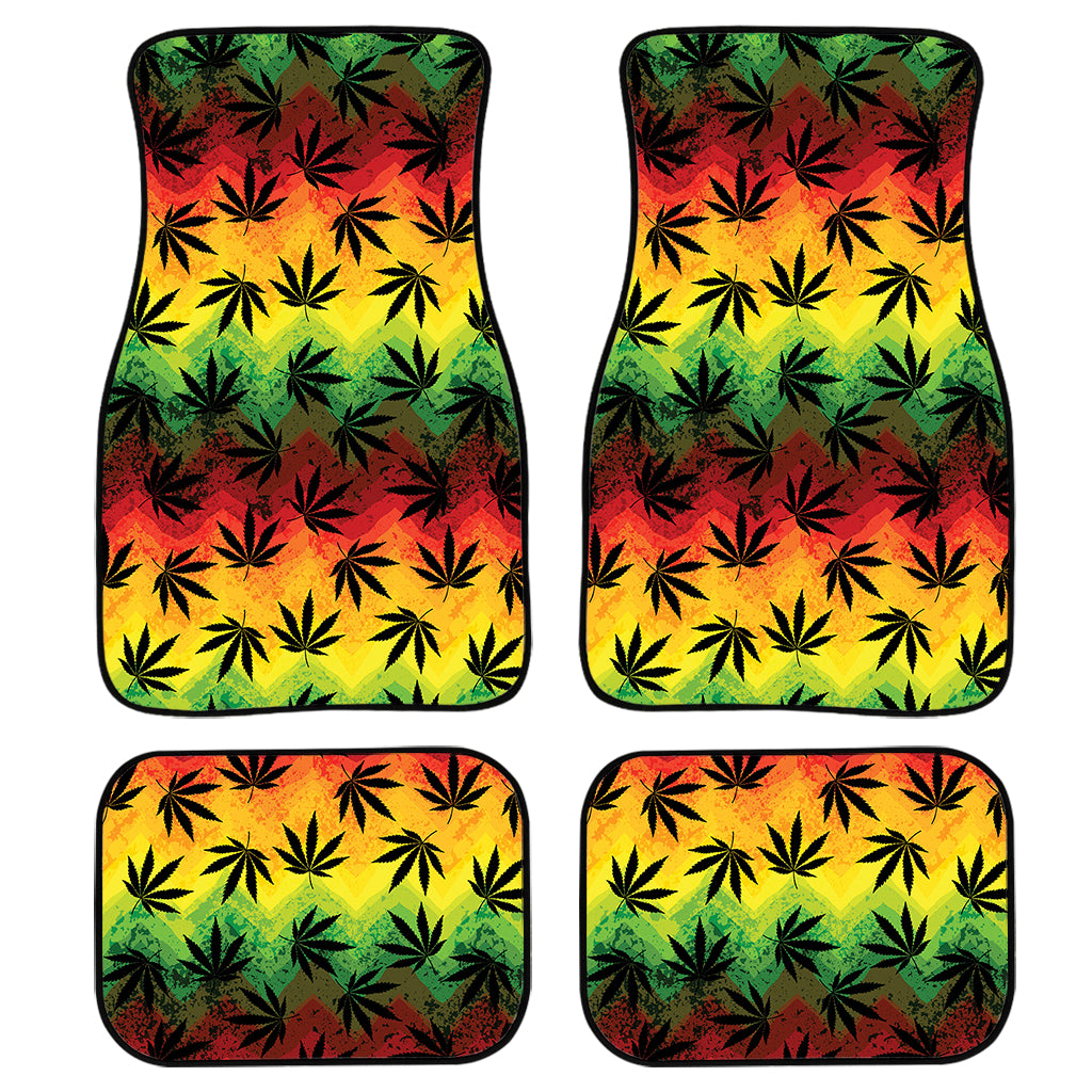 Cannabis Rasta Pattern Print Front and Back Car Floor Mats