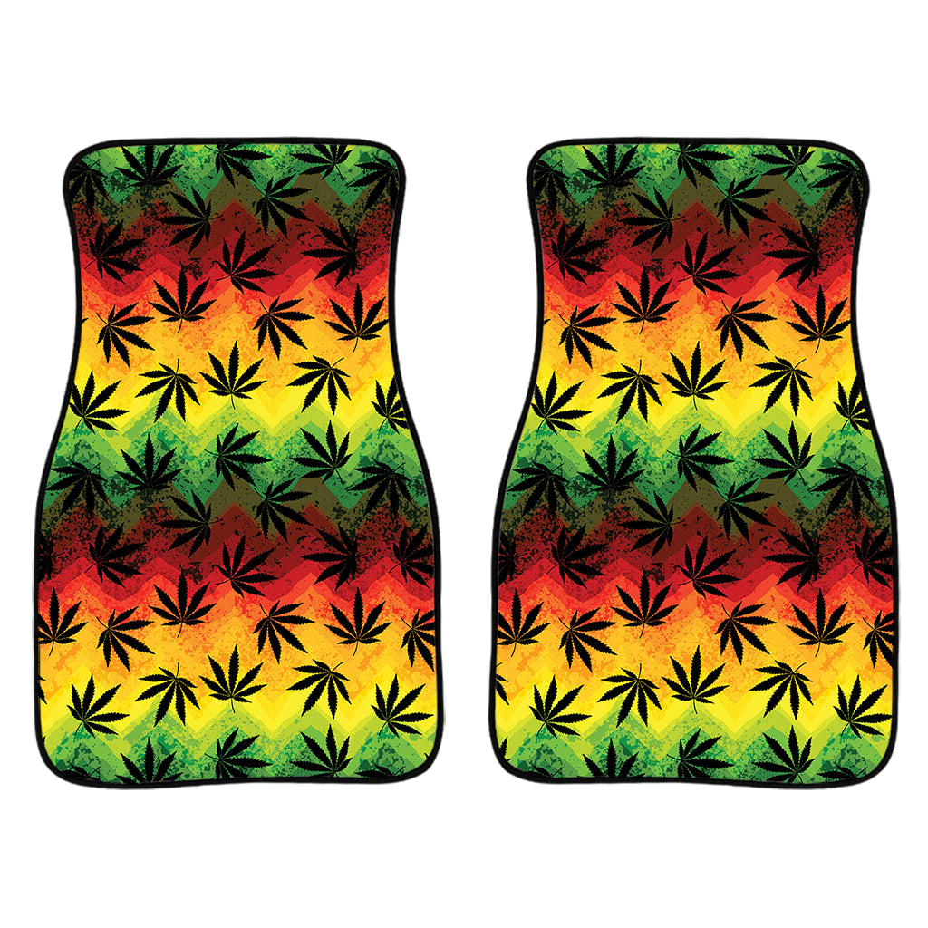 Cannabis Rasta Pattern Print Front Car Floor Mats