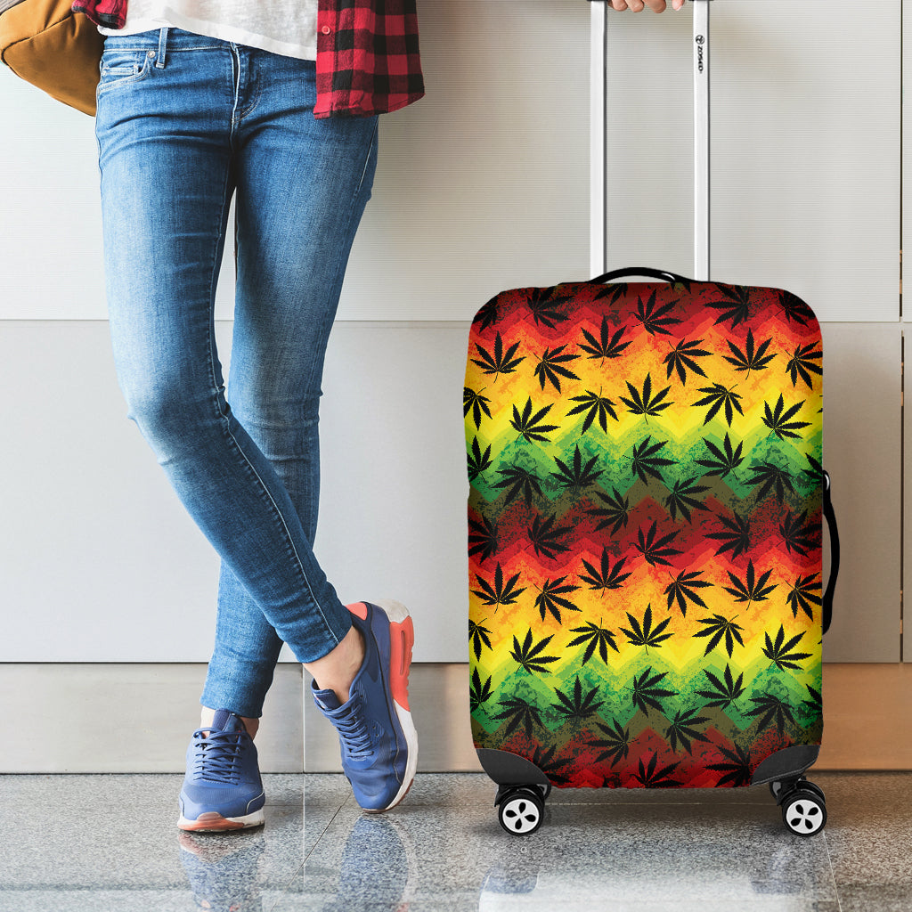 Cannabis Rasta Pattern Print Luggage Cover